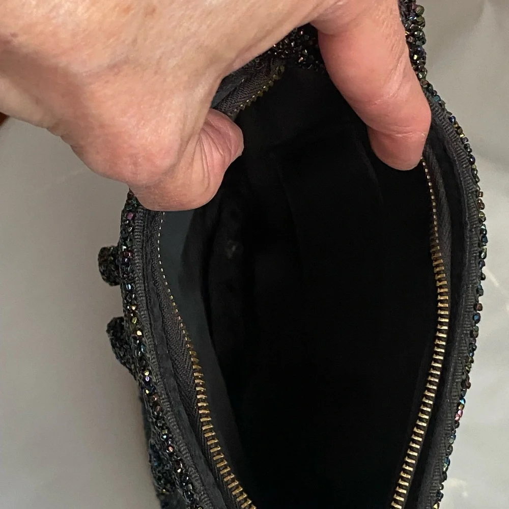 Elegant Black Beaded Women's Bag